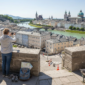 Salzburg Old Town and visitors from above