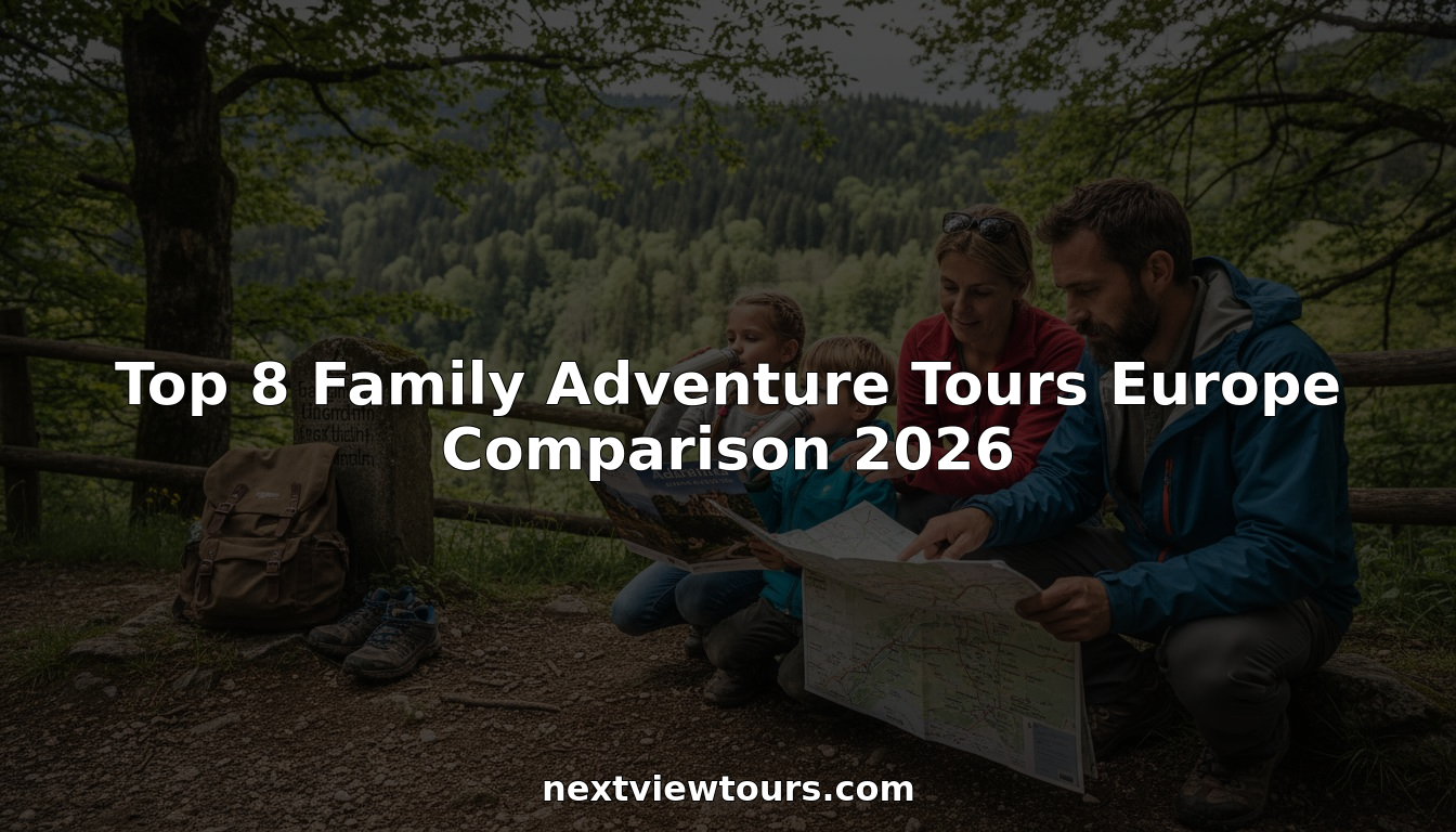Family reviewing map during European adventure tour