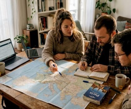Travelers planning multi-country Europe tour together