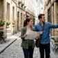 Couple navigating European street together