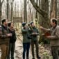 Small group on forest nature tour with guide