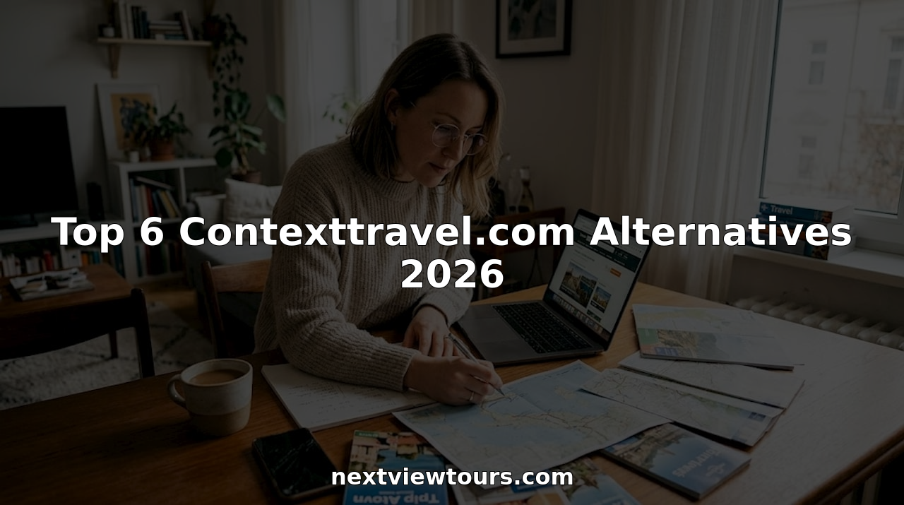Woman planning travel with laptop and maps at home