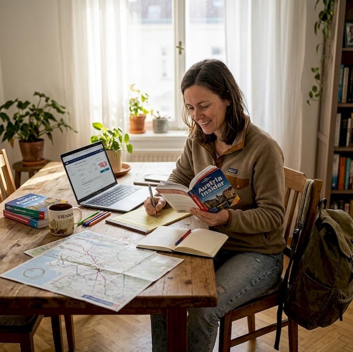 Woman planning European multi-country trip