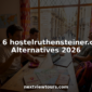 Travelers researching hostel alternatives in cozy lounge