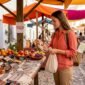 Traveler exploring local market crafts