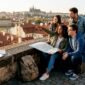 Students exploring historic Prague on educational trip