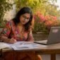 Travel expert reviewing itinerary documents