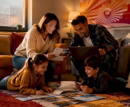 Family planning trip around kitchen table