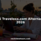Woman planning travel on laptop in café