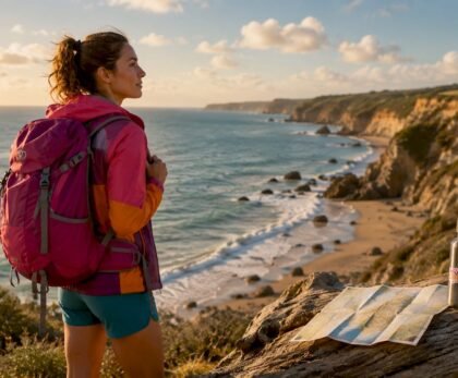 Hiker overlooking wilderness valley