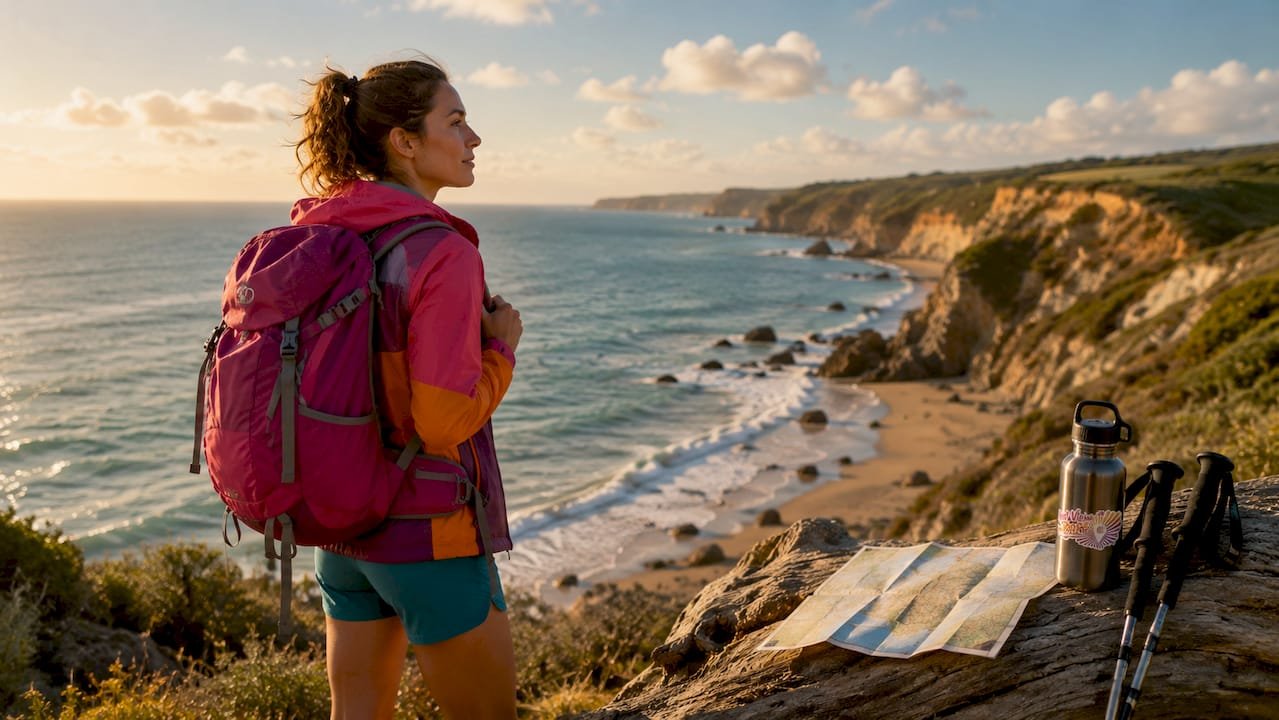 Hiker overlooking wilderness valley