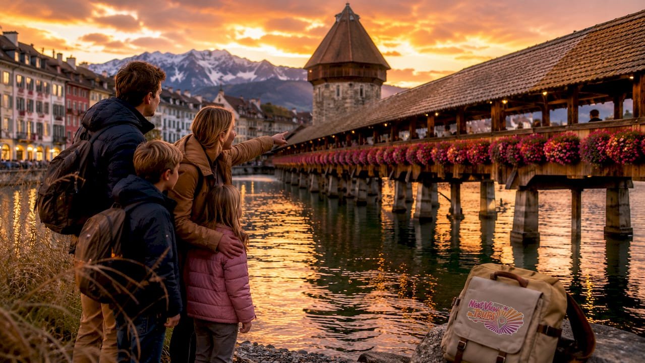 Chapel Bridge over Reuss River in Lucerne