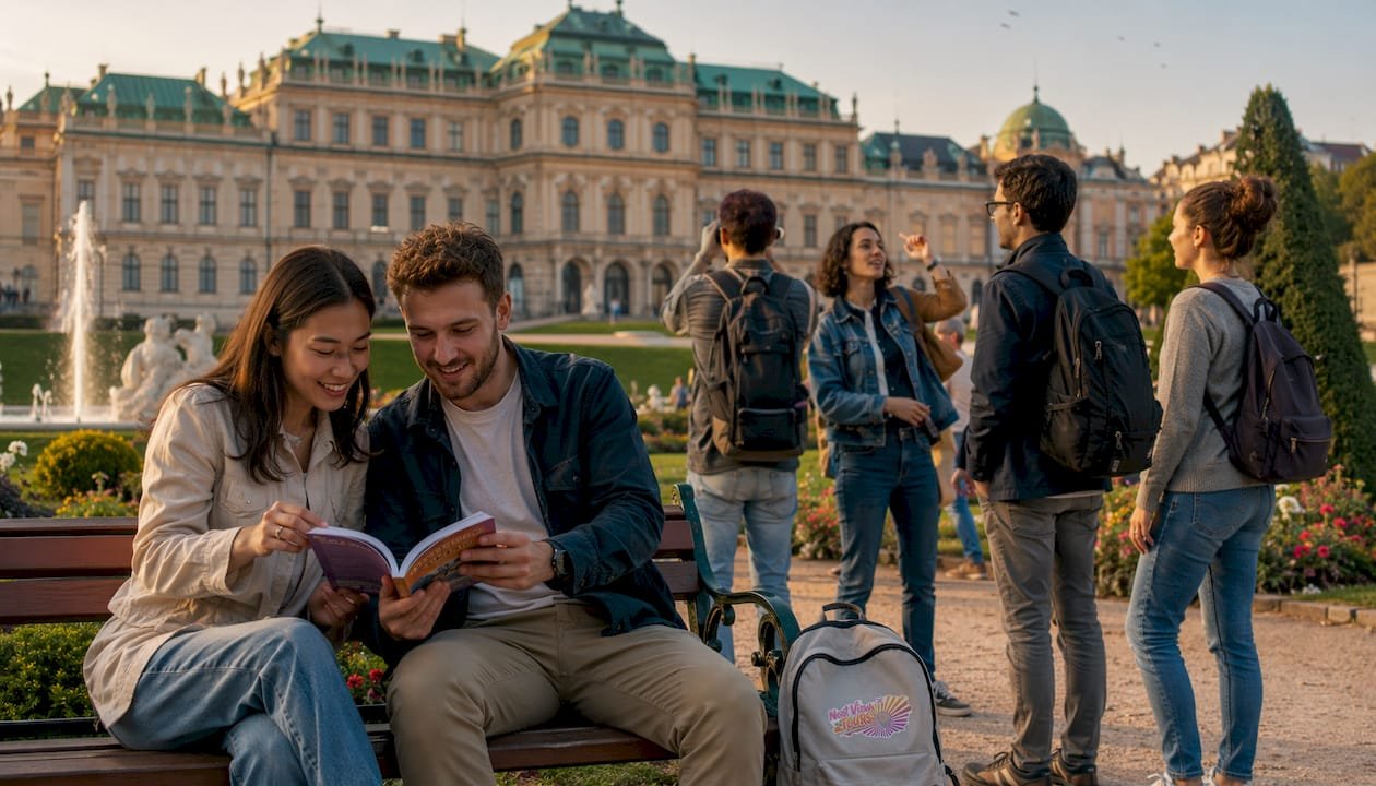 Visitors admiring Vienna’s Belvedere Palace