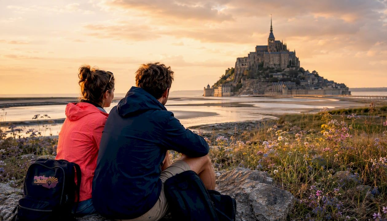 Morning view of Mont Saint-Michel causeway