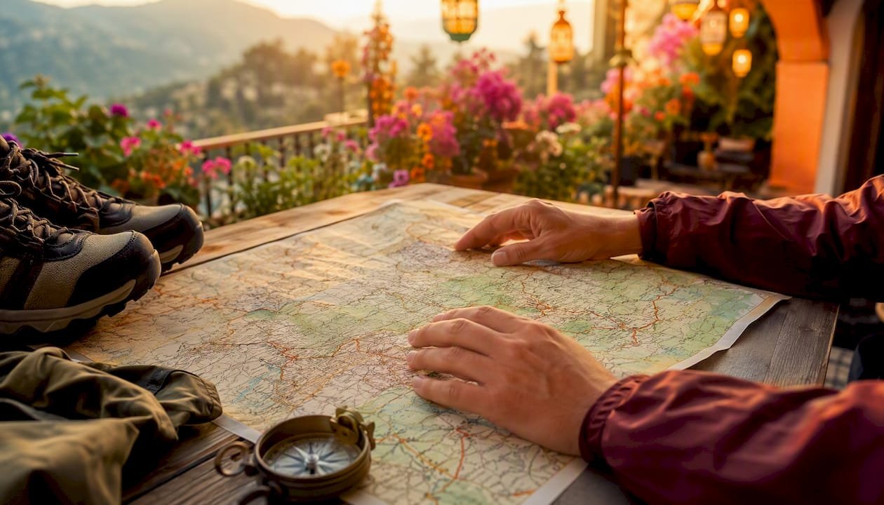 Hands holding map of Central Europe