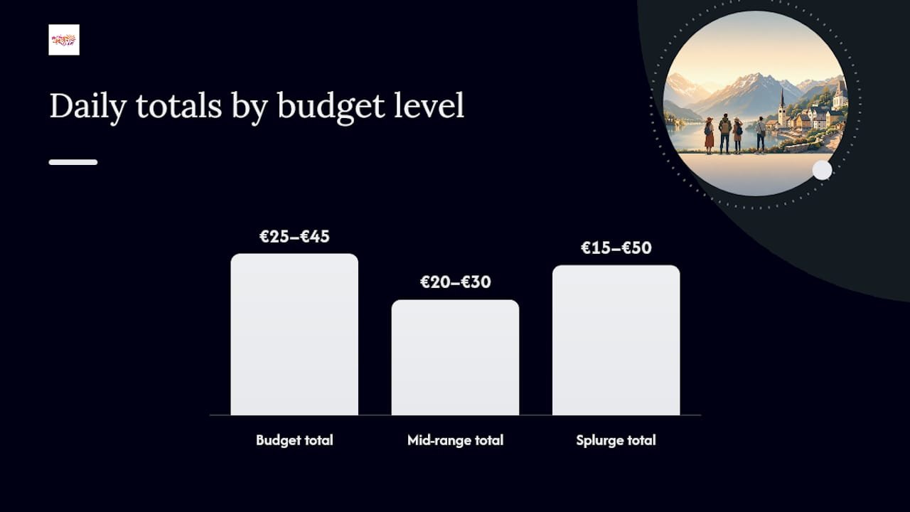 Comparison chart of daily travel budgets in Austria