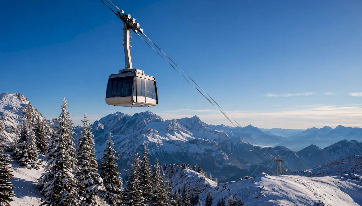 Dachstein cable car in snowy winter Alps