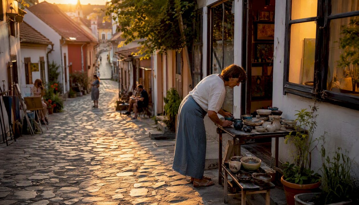 Szentendre arts quarter with galleries
