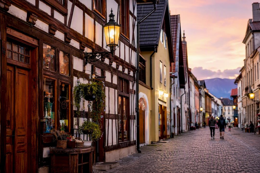 Historic timber houses in Poprad old town