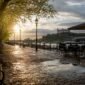 Springtime park along Danube River in Bratislava