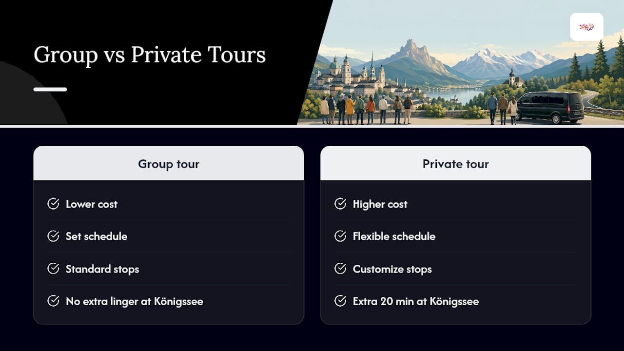Group versus private Berchtesgaden tour comparison