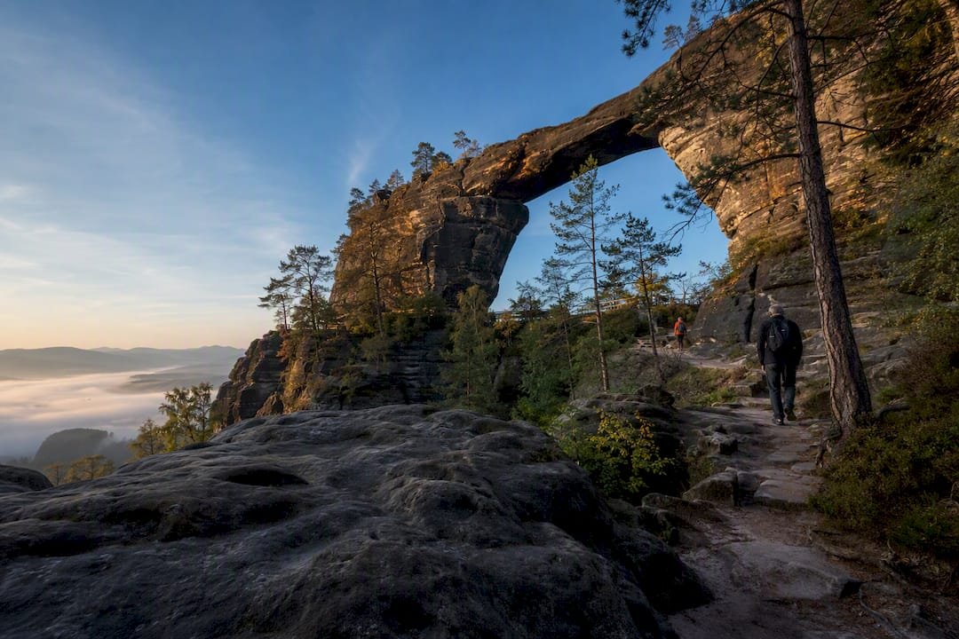 Pravčická brána trail at quiet dawn