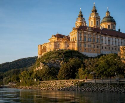 Melk Abbey above the Danube River