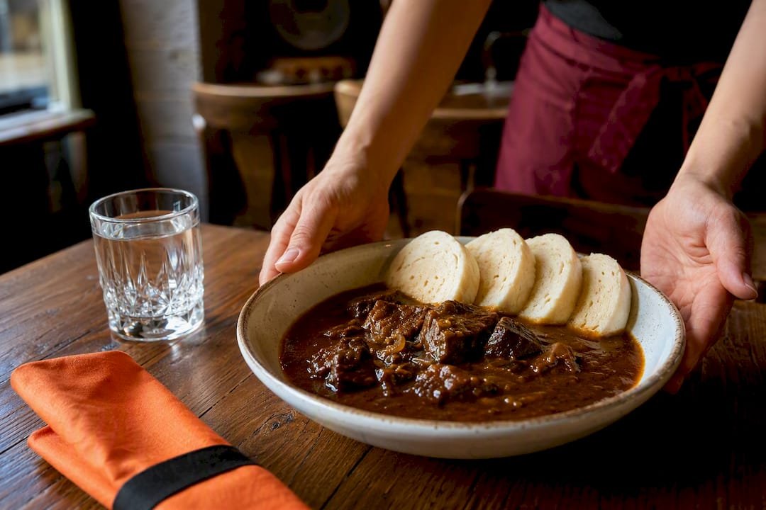Czech goulash with bread dumplings