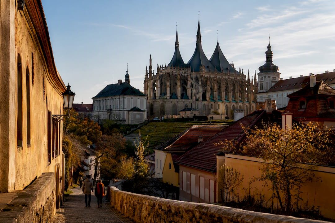 Kutná Hora cathedral and historic rooftops