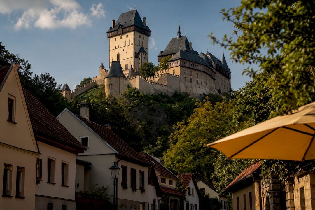 Karlštejn Castle above the village